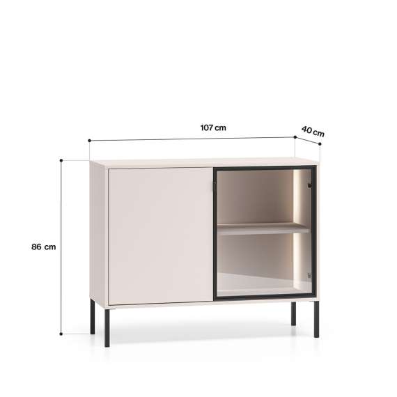 Skjenk BARNEE 107x86 cm - 2 dører -  cashmere - LED