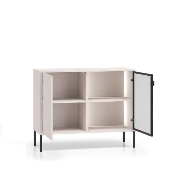 Skjenk BARNEE 107x86 cm - 2 dører -  cashmere - LED