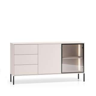 Skjenk BARNEE 160x86 cm - 2 dører - 2 skuffer - cashmere - LED