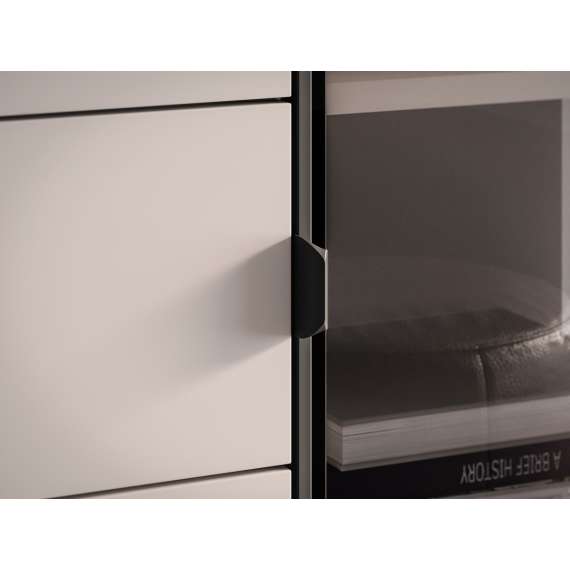 Vitrineskap BARNEE 92x150 cm - 2 dører - 1 skuff - cashmere - LED