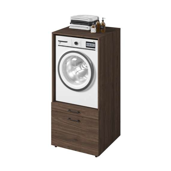 Skap til vaskemaskin og tørketrommel ASA 134x144 cm - med skuff - valnøtt