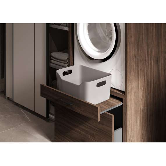 Skap til vaskemaskin og tørketrommel ASA 134x144 cm - med skuff - valnøtt