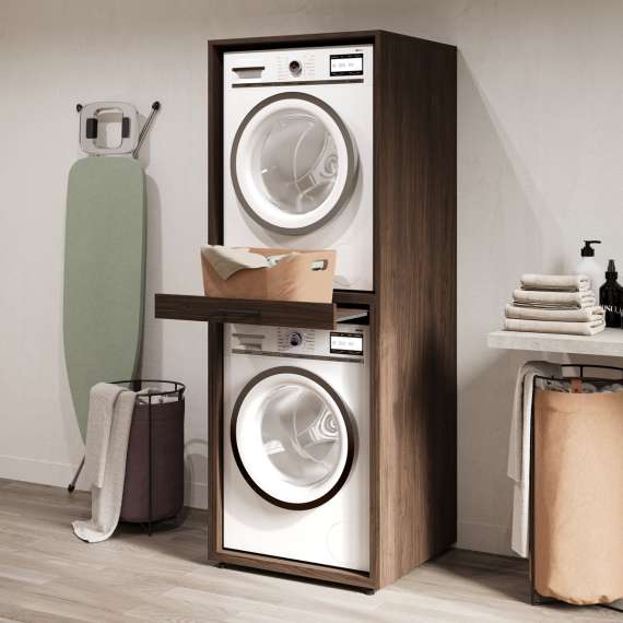 Skap til vaskemaskin og tørketrommel ASA 69x189 cm - valnøt