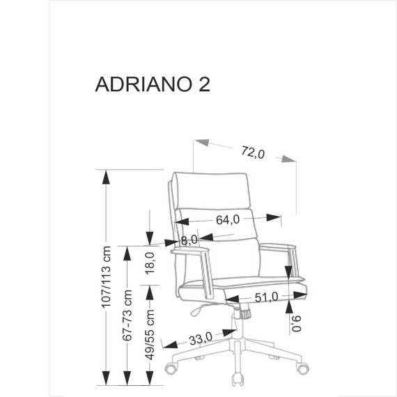 Kontorstol ADRIANO 2 - lys grå imitert skinn - TILT mekanismen