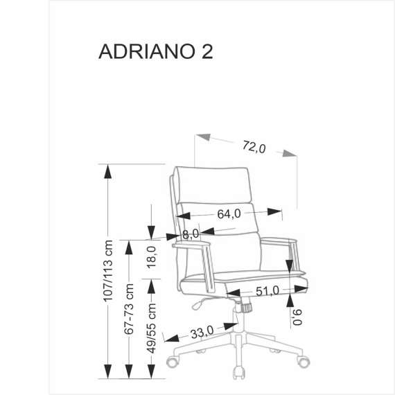 Kontorstol ADRIANO 2 - svart imitert skinn - TILT mekanismen