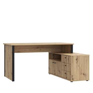 Skrivebord ARCHBOX - 151 x121 cm - eik artisan - 2 dører - 3 skuffer