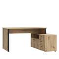 Skrivebord ARCHBOX - 151 x121 cm - eik artisan - 2 dører - 3 skuffer