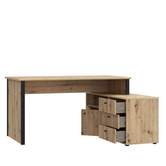 Skrivebord ARCHBOX - 151 x121 cm - eik artisan - 2 dører - 3 skuffer
