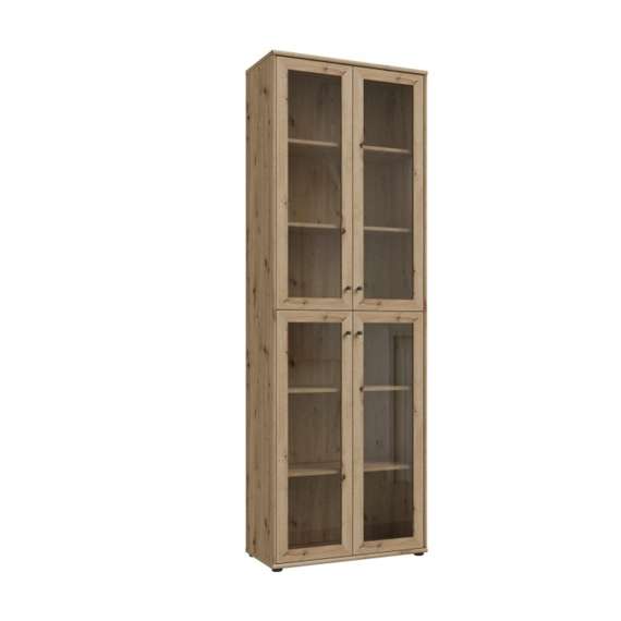 Vitrineskap ARCHBOX - 74x217 cm - eik artisan - 4 glass dører