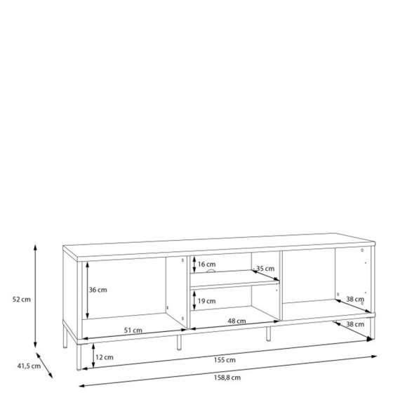 Tv-benk SERAVEL 160x59 cm - 2 dører - beige sand - eik mauvella