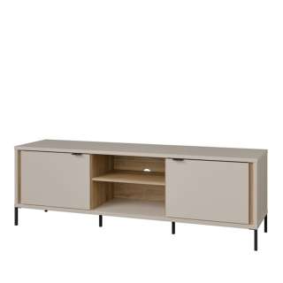 Tv-benk SERAVEL 160x59 cm - 2 dører - beige sand - eik mauvella