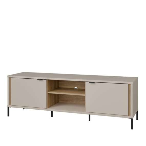 Tv-benk SERAVEL 160x59 cm - 2 dører - beige sand - eik mauvella