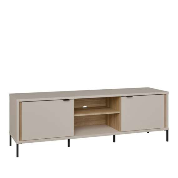 Tv-benk SERAVEL 160x59 cm - 2 dører - beige sand - eik mauvella
