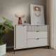 Skjenk SERAVEL 124x87 cm - 1 dør - 3 skuffer - beige sand - eik mauvella