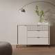 Skjenk SERAVEL 124x87 cm - 1 dør - 3 skuffer - beige sand - eik mauvella