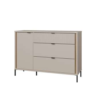 Skjenk SERAVEL 124x87 cm - 1 dør - 3 skuffer - beige sand - eik mauvella