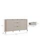 Skjenk SERAVEL 160x87 cm - 2 dører - 3 skuffer - beige sand - eik mauvella