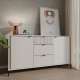 Skjenk SERAVEL 160x87 cm - 2 dører - 3 skuffer - beige sand - eik mauvella