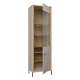 Vitrineskap SERAVEL 59x199 cm - 1 dør - beige sand - eik mauvella
