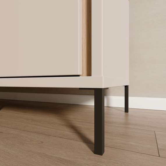 Vitrineskap SERAVEL 59x199 cm - 1 dør - beige sand - eik mauvella