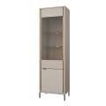 Vitrineskap SERAVEL 59x199 cm - 1 dør - beige sand - eik mauvella