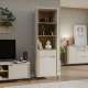 Reol SERAVEL 59x199 cm - 1 dør - 1 skuff - beige sand - eik mauvella