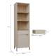 Reol SERAVEL 59x199 cm - 1 dør - 1 skuff - beige sand - eik mauvella
