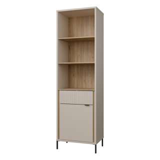 Reol SERAVEL 59x199 cm - 1 dør - 1 skuff - beige sand - eik mauvella