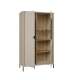 Vitrineskap SERAVEL 94x161 cm - 2 dører - beige sand - eik mauvella