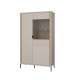 Vitrineskap SERAVEL 94x161 cm - 2 dører - beige sand - eik mauvella