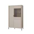 Vitrineskap SERAVEL 94x161 cm - 2 dører - beige sand - eik mauvella