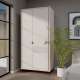 Garderobeskap SERAVEL 94x199 cm - 2 dører - beige sand - eik mauvella