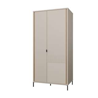 Garderobeskap SERAVEL 94x199 cm - 2 dører - beige sand - eik mauvella