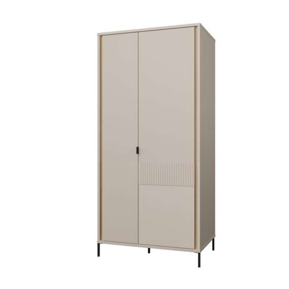 Garderobeskap SERAVEL 94x199 cm - 2 dører - beige sand - eik mauvella
