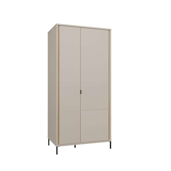 Garderobeskap SERAVEL 94x199 cm - 2 dører - beige sand - eik mauvella