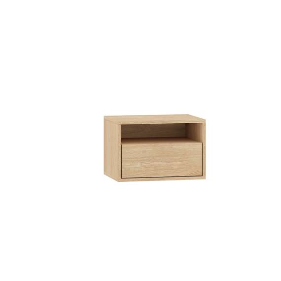 Vegghengt nattbord REYNOS - 45x30 cm - eik mavelie - 1 skuff