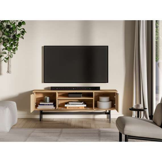 Tv-benk REYNOS - 150x53 cm - eik mavelie - 3 dører