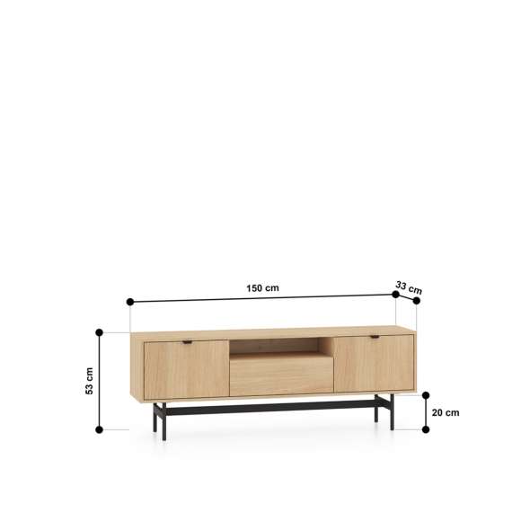 Tv-benk REYNOS - 150x53 cm - eik mavelie - 3 dører