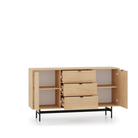 Skjenk REYNOS - 150x85 cm - eik mavelie - 2 dører - 3 skuffer