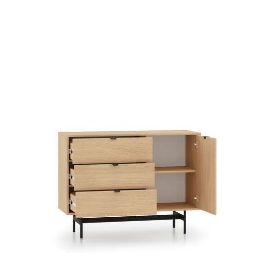 Skjenk REYNOS - 115x85 cm - eik mavelie - 1 dør - 3 skuffer