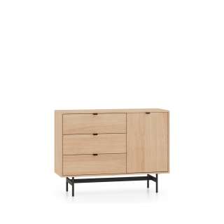 Skjenk REYNOS - 115x85 cm - eik mavelie - 1 dør - 3 skuffer