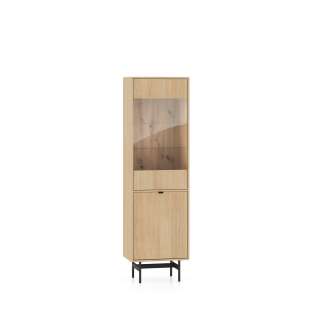 Vitrineskap REYNOS 54x190 cm - 2 dører - eik mavelie