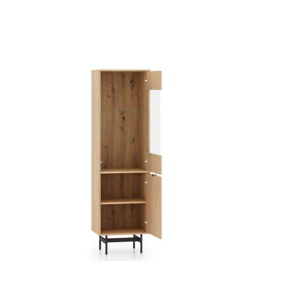 Vitrineskap REYNOS 54x190 cm - 2 dører - eik mavelie