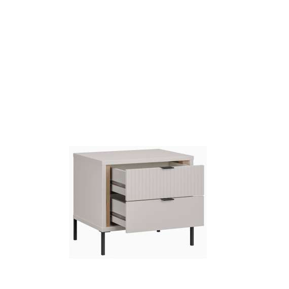 Nattbord SERAVEL 57x49 cm - 2 skuffer - beige sand - eik mauvella