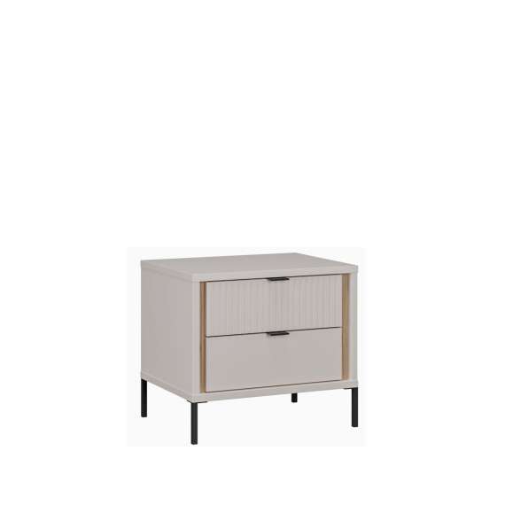 Nattbord SERAVEL 57x49 cm - 2 skuffer - beige sand - eik mauvella