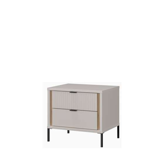 Nattbord SERAVEL 57x49 cm - 2 skuffer - beige sand - eik mauvella