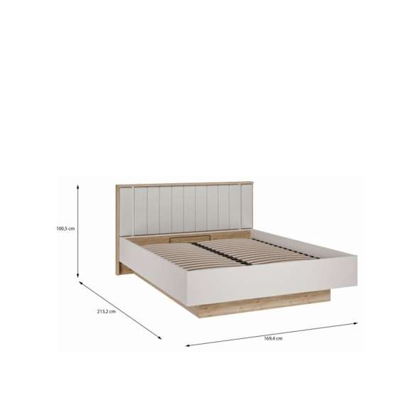 Seng SERAVEL 160x200 cm - beige sand - oppbevaringsplass - LED