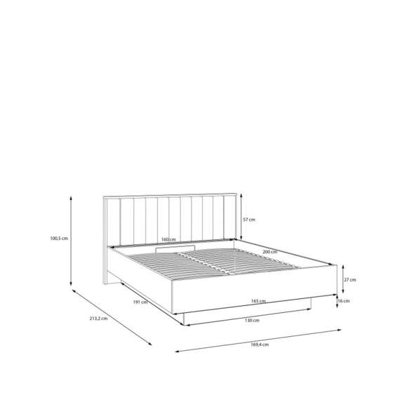 Seng SERAVEL 160x200 cm - beige sand - oppbevaringsplass - LED