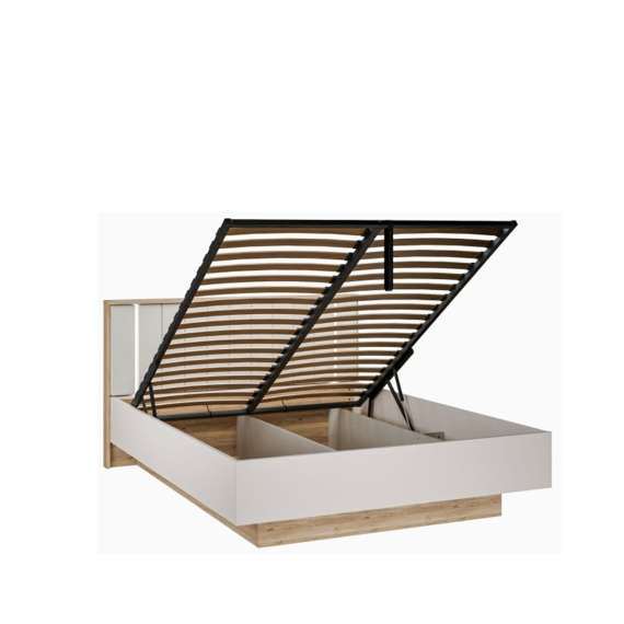 Seng SERAVEL 160x200 cm - beige sand - oppbevaringsplass - LED