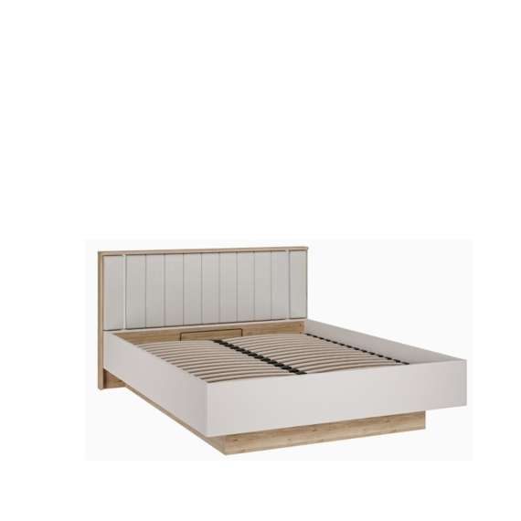 Seng SERAVEL 140x200 cm - beige sand - oppbevaringsplass - LED